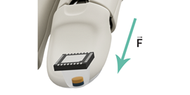 Triaxis® 3D magnetometer and magnet embedded in an elastomer