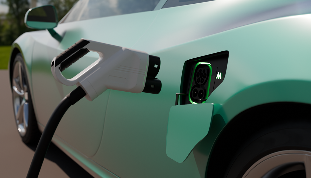 An illuminated LED electric vehicle charging port
