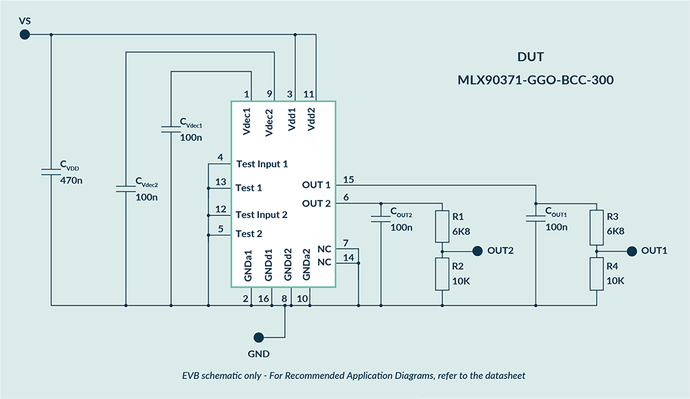 Schema for MLX90371 evaluation board for dual die