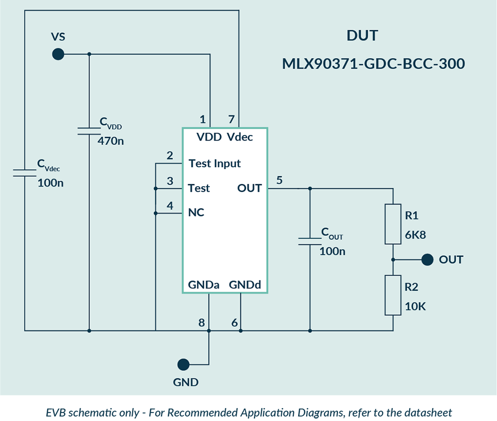 Schema for MLX90371 evaluation board for single die