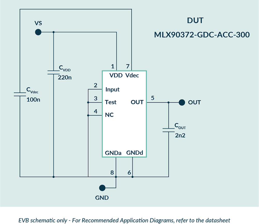 Schema for MLX90372 evaluation board for single die