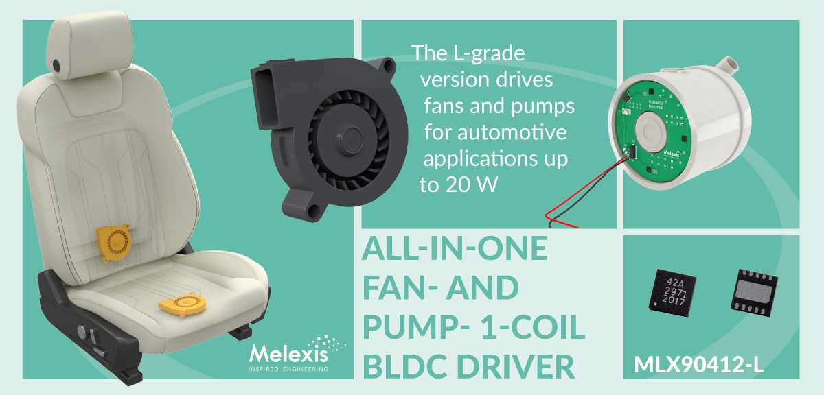 Melexis announces a 20 W low noise single coil fan and pump driver for automotive applications